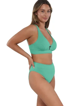 Sunsets Aqua Mist Sandbar Rib Annie High Waist Bottom