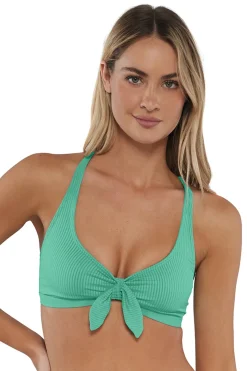Sunsets Aqua Mist Sandbar Rib Brandi Bralette Top