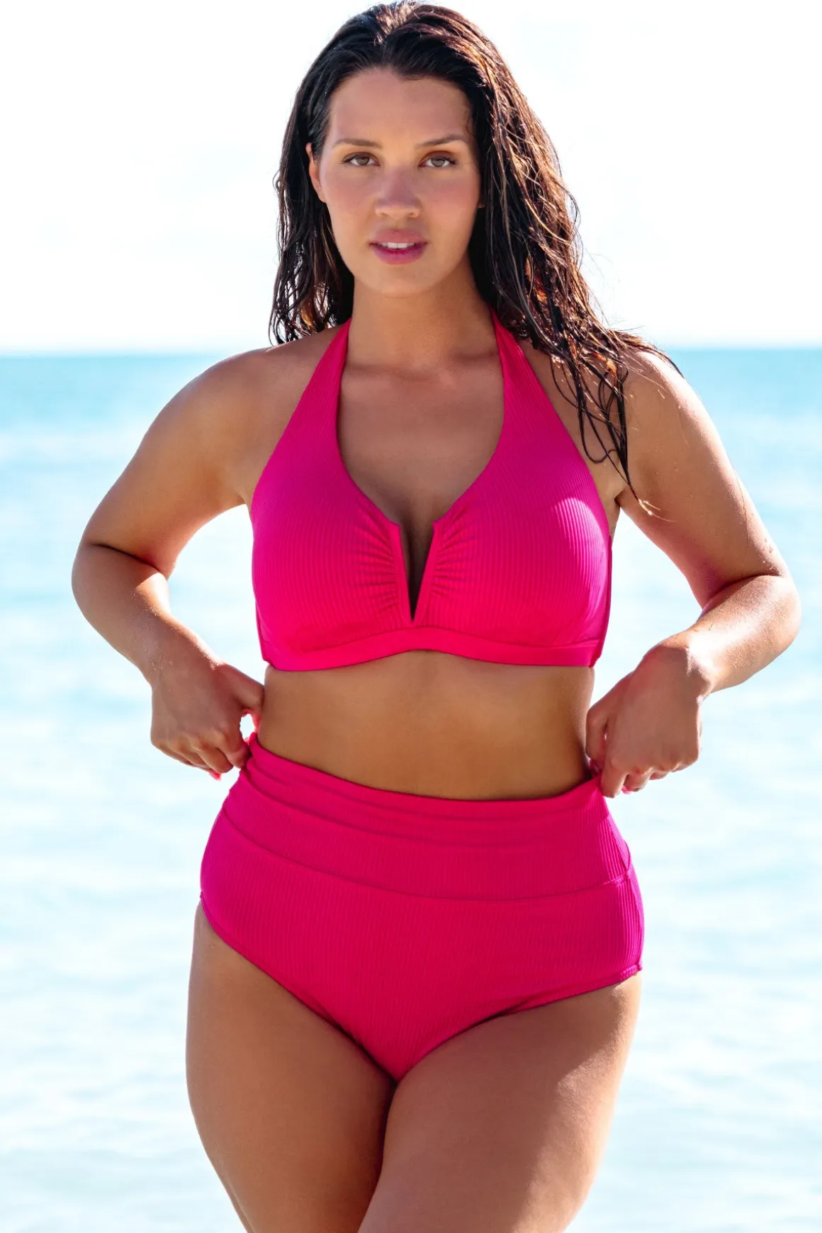Sunsets Begonia Sandbar Rib Hannah High Waist Bottom