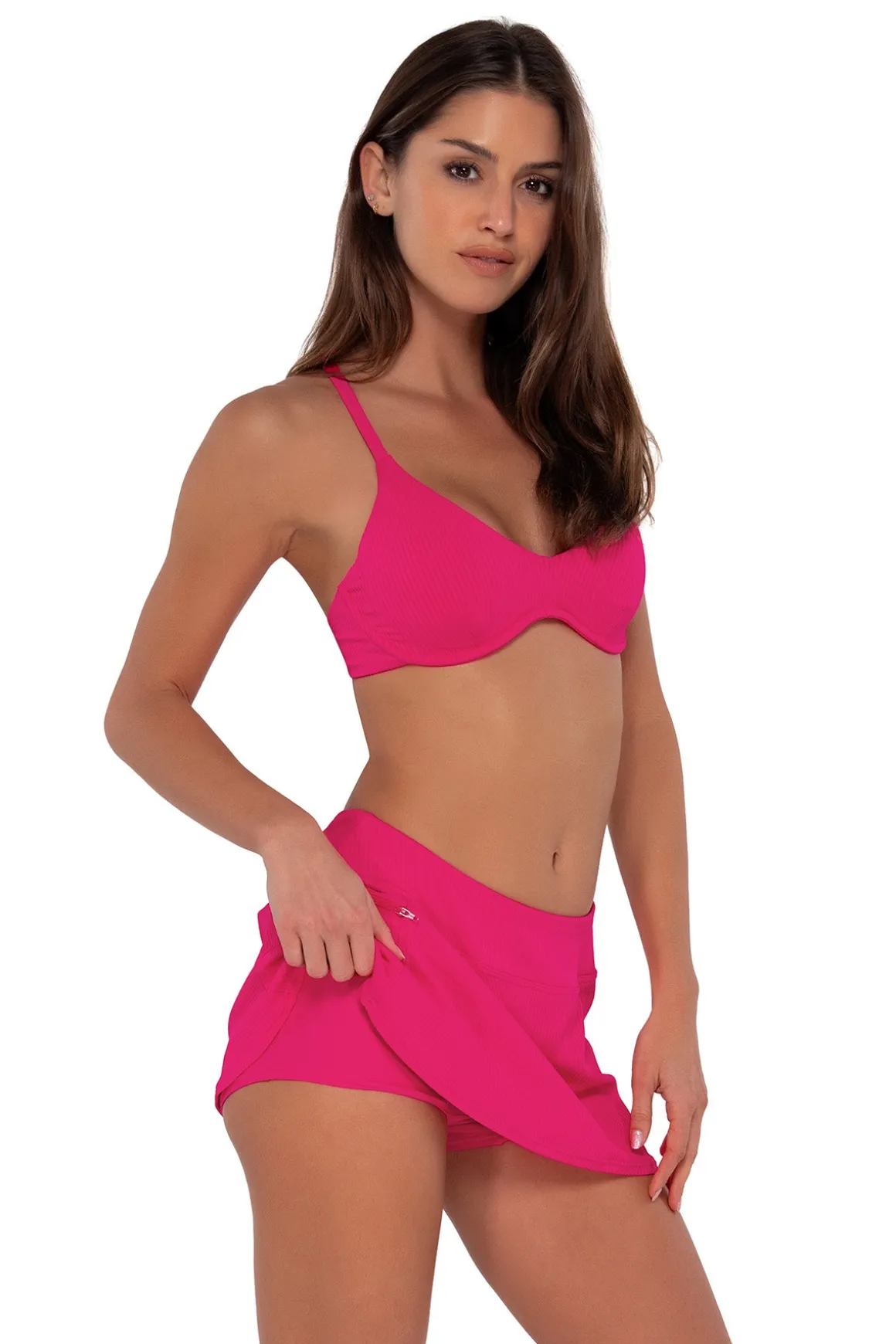 Sunsets Begonia Sandbar Rib Sporty Swim Skirt