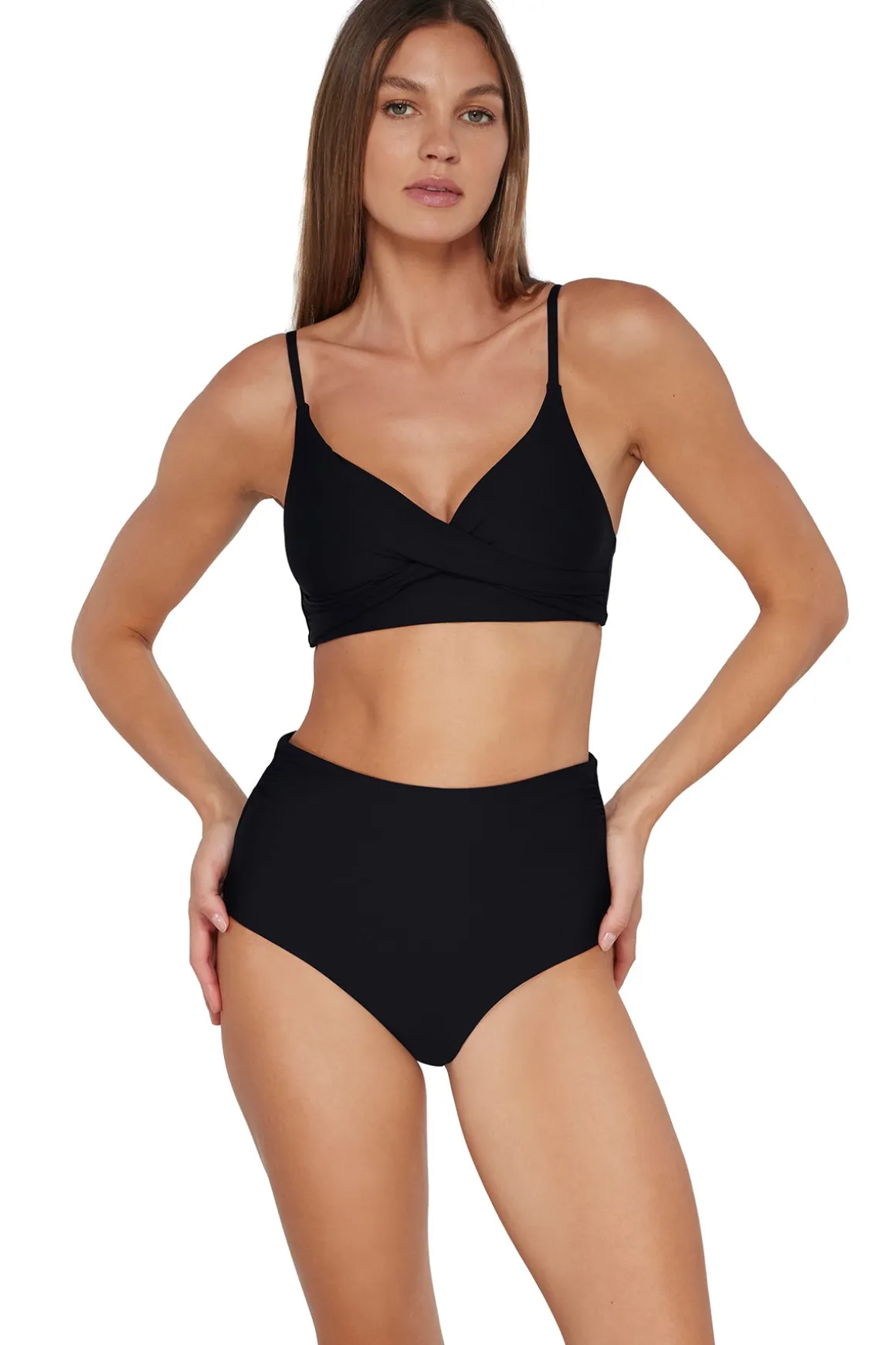 Sunsets Black Capri High Waist Bottom