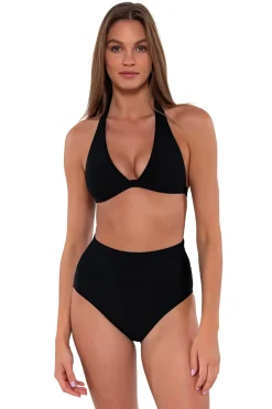 Sunsets Black Hannah High Waist Bottom