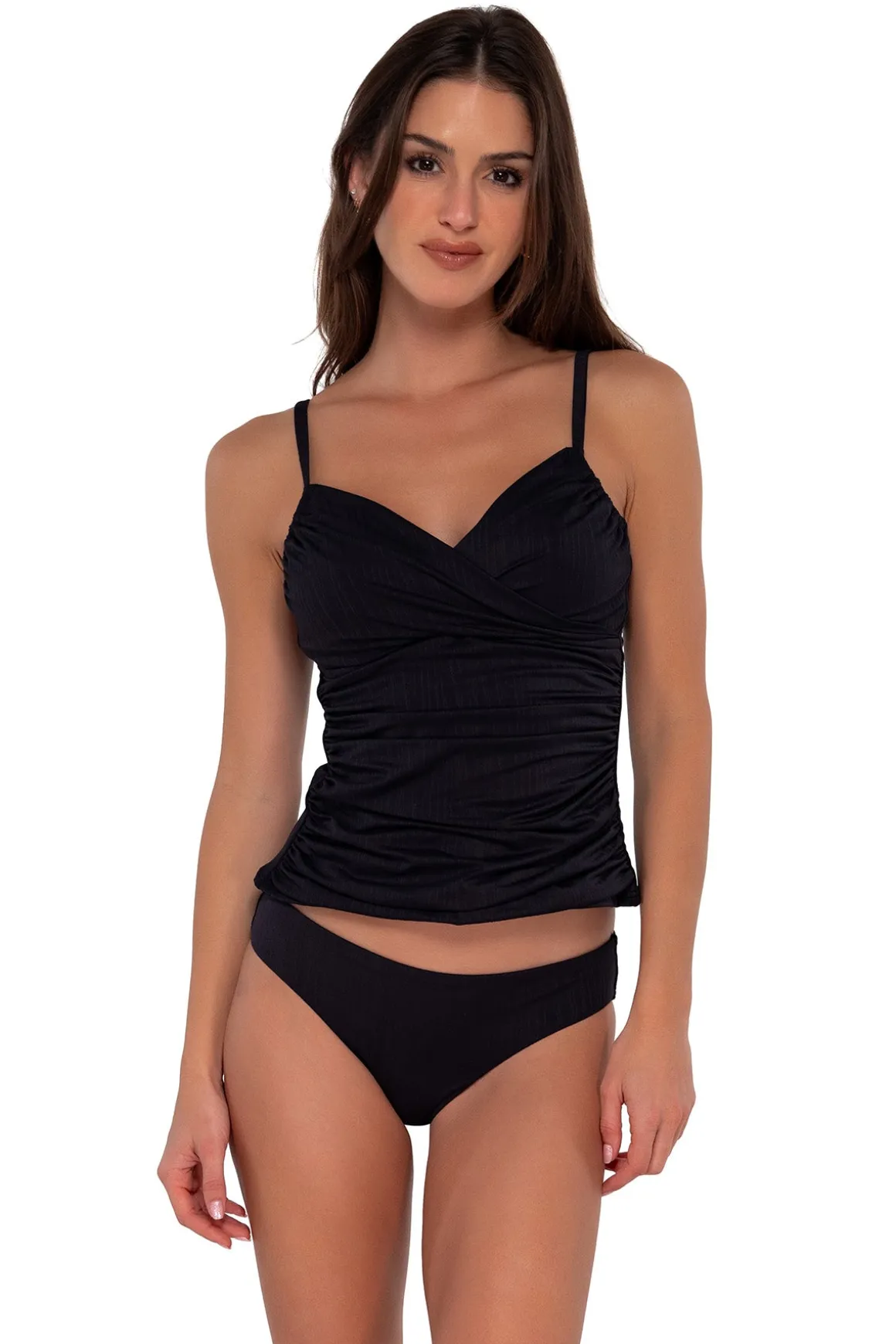 Sunsets Black Seagrass Texture Simone Tankini Top