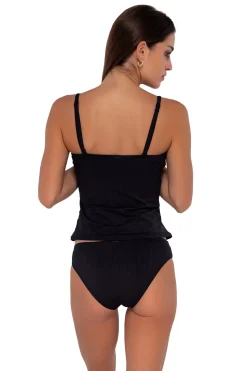 Sunsets Black Seagrass Texture Simone Tankini Top