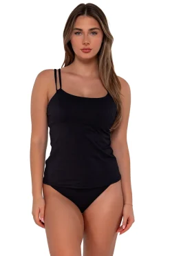 Sunsets Black Seagrass Texture Taylor Tankini Top