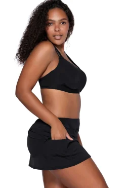 Sunsets Black Sporty Swim Skirt