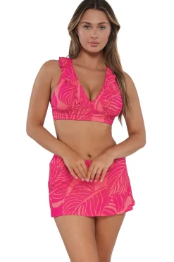Sunsets Blushing Palms Sandbar Rib Sporty Swim Skirt