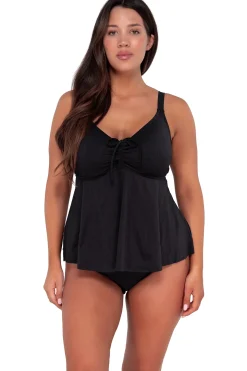 Sunsets Escape Black Seagrass Texture Marin Tankini Top