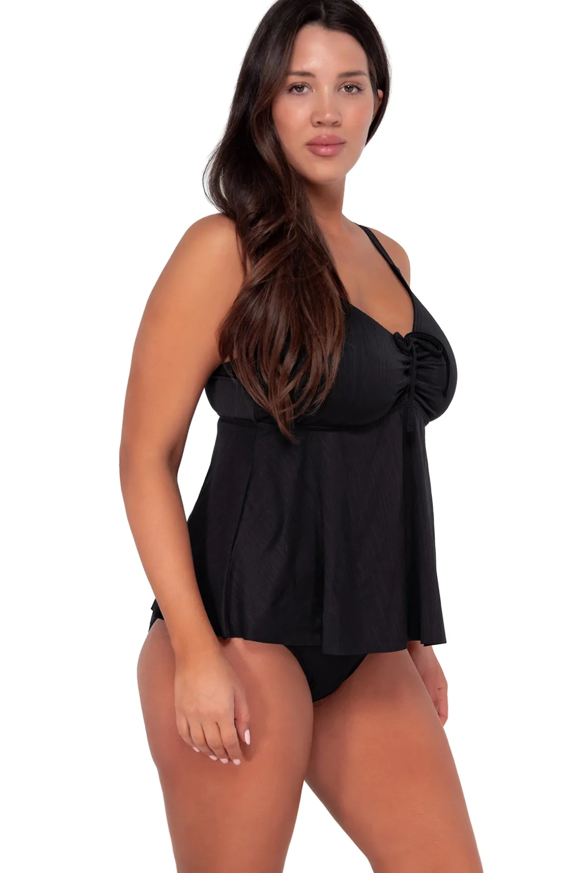 Sunsets Escape Black Seagrass Texture Marin Tankini Top