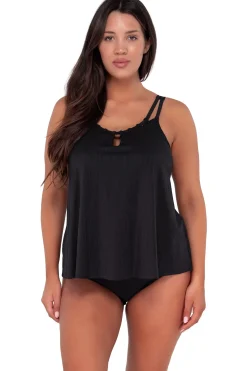 Sunsets Escape Black Seagrass Texture Sadie Tankini Top