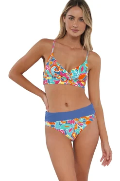 Sunsets Festive Floral Sandbar Rib Capri High Waist Bottom
