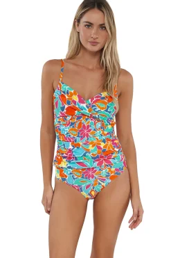 Sunsets Festive Floral Sandbar Rib Simone Tankini Top