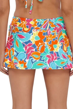Sunsets Festive Floral Sandbar Rib Sporty Swim Skirt