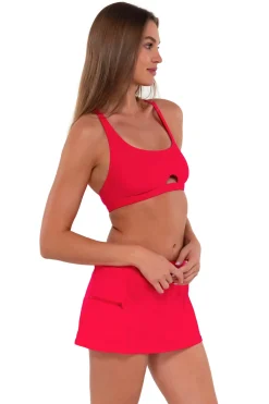 Sunsets Geranium Sporty Swim Skirt