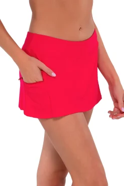 Sunsets Geranium Sporty Swim Skirt